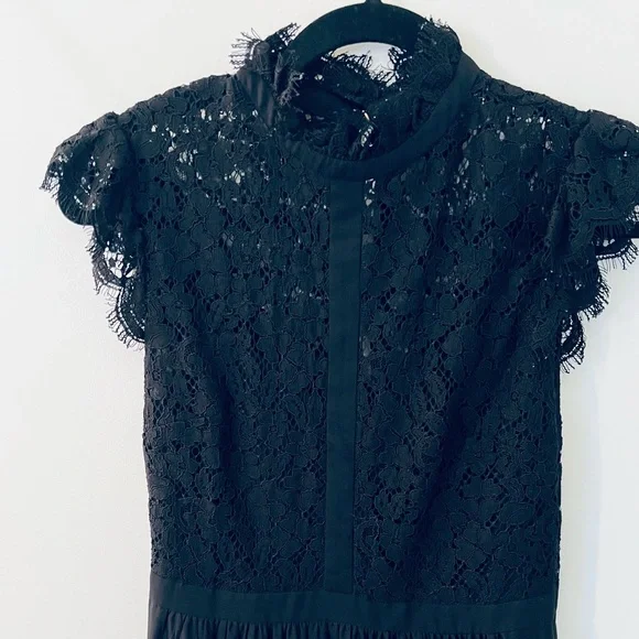 Rachel Zoe black lace paneled floor length gown size 6 - Picture 5 of 8